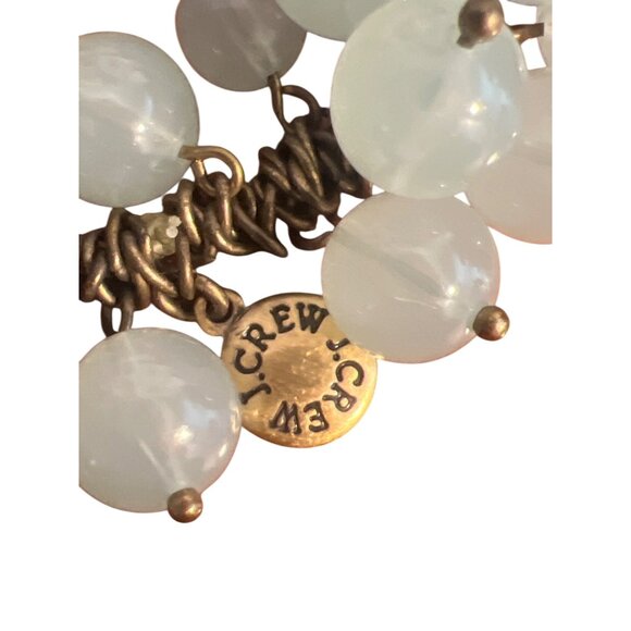J. Crew Seafoam Green Cha Cha Stretch Bracelet Baubles Brass Tone Signed 6.5" - Picture 3 of 4